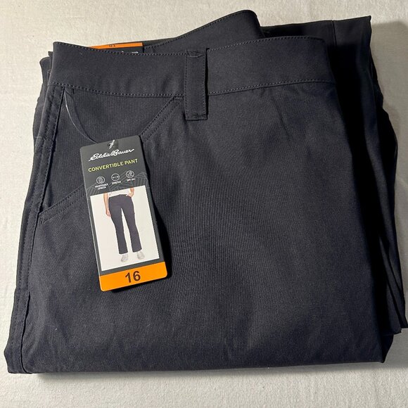 Eddie Bauer Women's Convertible Pant Size 16 Black Adjustable Length UPF 50+ NEW - Picture 8 of 15